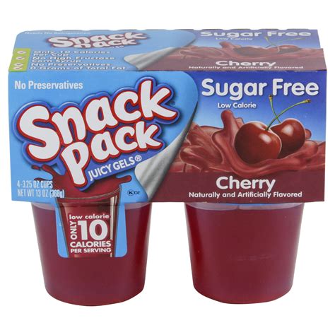 Snack Pack Sugar Free Cherry Juicy Gels 4 Count Gelatin And Pudding