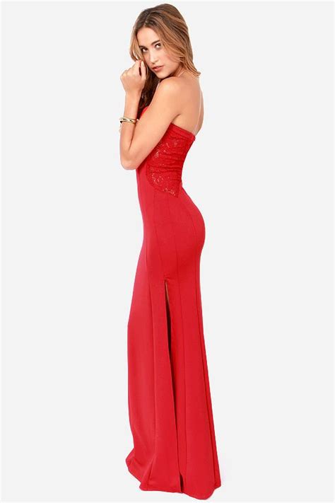 Tfnc Patcha Strapless Red Maxi Dress Red Dress Maxi Maxi Dress Strapless Dress Formal