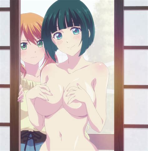 ono shiragiku tsukishima riho megami no kafeterasu highres screencap 2girls anime