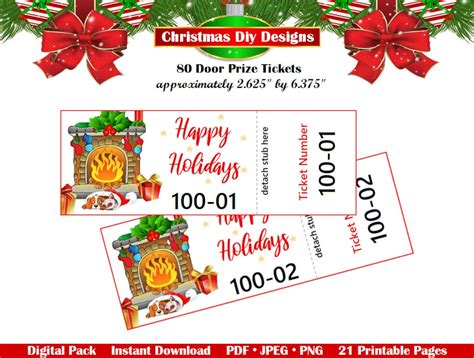 Christmas Door Prize Tickets Printable Christmas Door Prize Tickets
