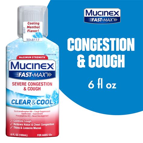 Mucinex Fast Max Clear And Cool Severe Congestion And Cough Liquid 6oz