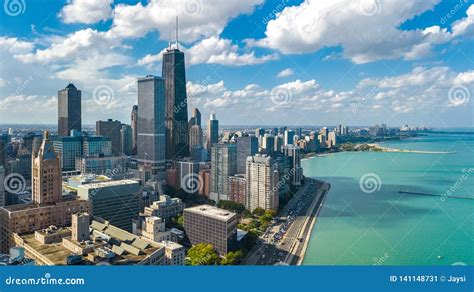 Chicago Skyline Aerial Drone View From Above City Of Chicago Downtown