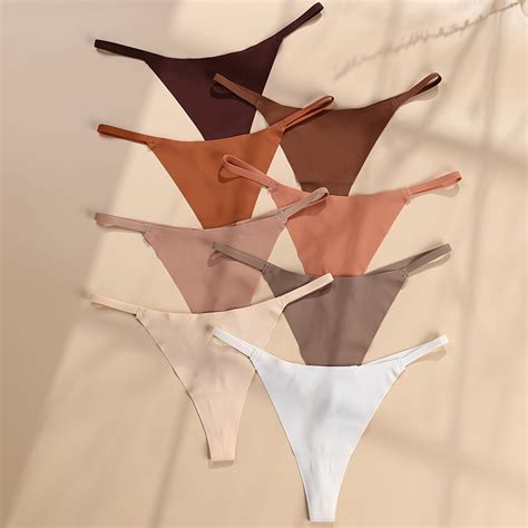 Ice Silk Seamless Panties Women Sexy Thong Female G String Underwear Solid Color Intimates