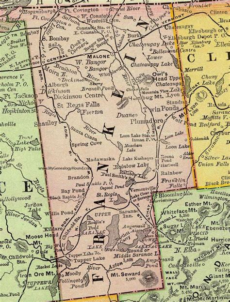 Franklin County New York 1897 Map By Rand Mcnally Malone Ny