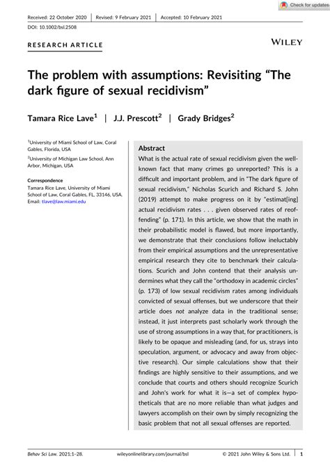 Pdf The Problem With Assumptions Revisiting The Dark Figure Of