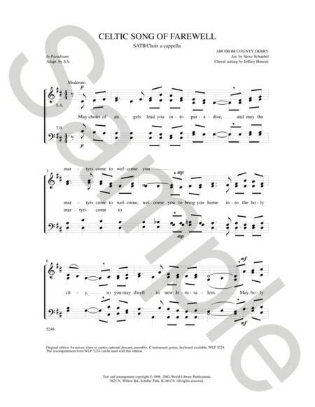 Sheet Music Celtic Song Of Farewell Satb A Cappella