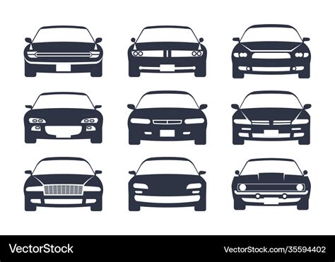 Car Black Silhouette Cars Front View Icon Vector Image
