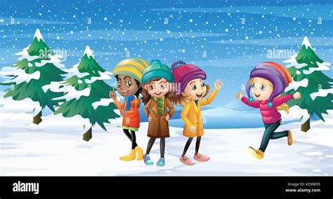 Winter Scene Kids Picture Illustration Hi Res Stock Photography And