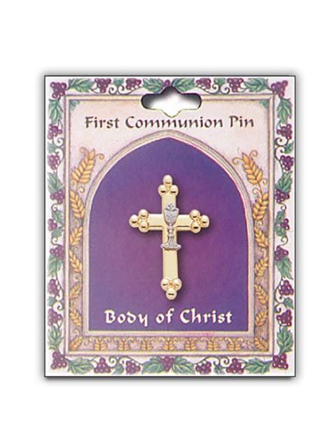 First Holy Communion Chalice And Cross Lapel Pin Badge Piety Stall