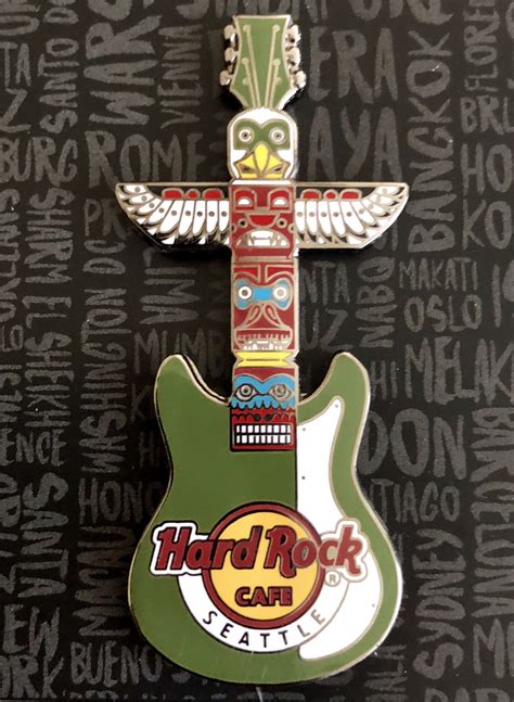 Hard Rock Cafe Seattle Totem Pole Guitar Pin Guitar Pins Melaka Hrc Makati Pin Collection