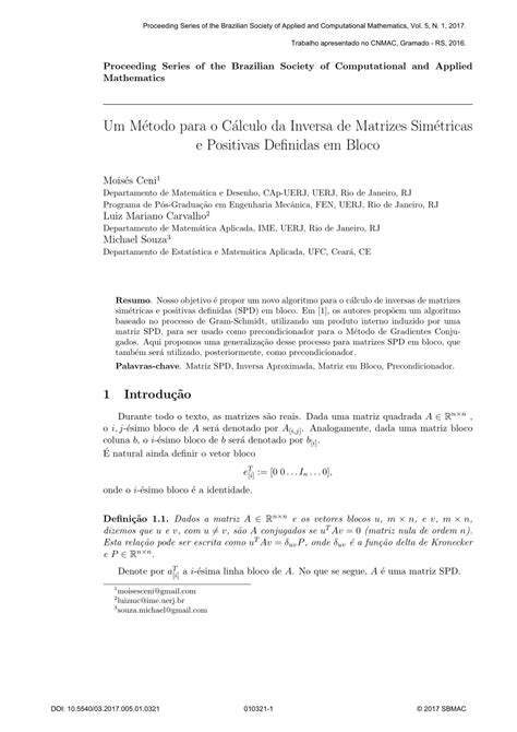 Pdf Proceeding Series Of The Brazilian Society Of Computational And Applied Mathematics Um