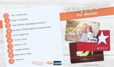 When you're looking to buy someone a gift, a virtual prepaid mastercard is the perfect way to let your recipient choose exactly what they want. The Top 5 Holiday Gift Cards for Women | Gift Card Girlfriend