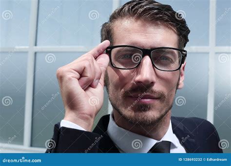 One Serious Businessmen Standing In The Office Stock Photo Image Of