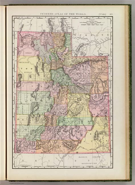 Rand Mcnally And Cos New Business Atlas Map Of Utah Copyright 1893