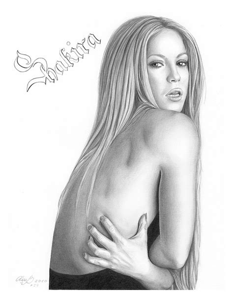 Original Pencil Drawing Shakira Olgabellca Greeting Card For Sale