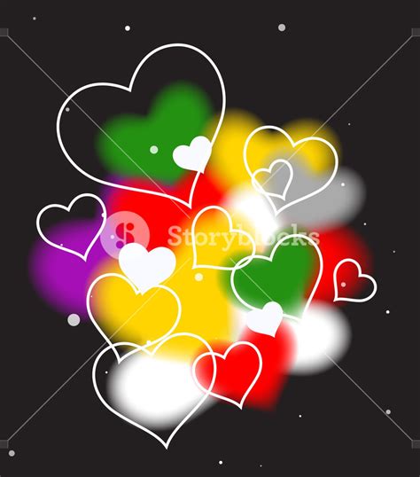 Colorful Hearts In Black Background Vector Royalty Free Stock Image