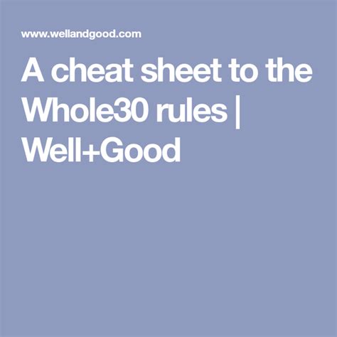 Whole30 Has A Lot Of Rules—this Cheat Sheet Summarizes Everything You