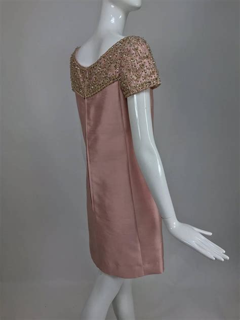 Vintage Malcolm Starr Beaded Pink Silk Princess Seam Cocktail Dress 1960s At 1stdibs