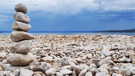 Free Download Rock Stacking On Beach Hd Wallpaper