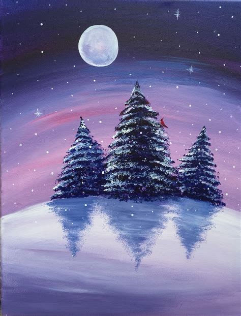 A Winters Night Christmas Canvas Art Christmas Paintings On Canvas