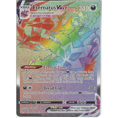 Pokemon Trading Card Game 192189 Eternatus Vmax Rare Rainbow Card