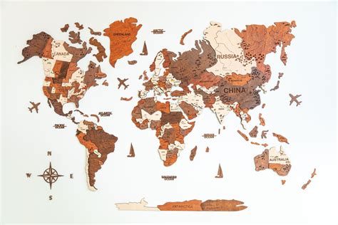 Wooden World Map Etsy