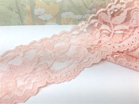 3yd Stretch Light Pink Lace 2 Elastic Ribbon Lace Floral Etsy