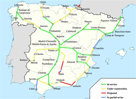 Map Of The Spanish High Speed Railway Network Source Https 