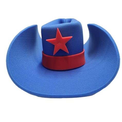 Jumbo Foam Big Cowboy Western Oversized Costume Hat Blue Star Red 30