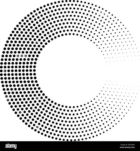 Abstract Ring Of Black Dots Halftone Effect With Gradient Modern