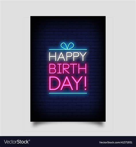 Happy Birthday Neon Signs Style Text Royalty Free Vector