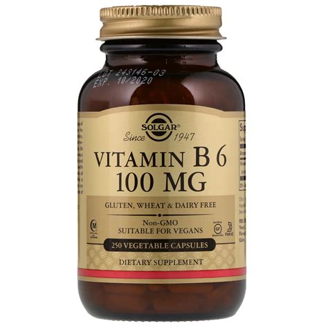 Vitamin b6 is recommended to those that suffer from cardiovascular disease, morning sickness, insomnia, anxiety and small depressions, and cooking causes a loss in vitamin b6 in most food stuffs. Solgar, Vitamin B6, 100 mg, 250 Vegetable Capsules | By ...