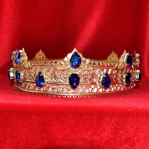 Royal Blue Gold Crown King Sapphire Crown Royal King Crown Etsy
