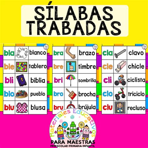 Ejercicios, imagenes y muchos materiales educativos. Fichas Interactivas de Sílabas Trabadas en 2020 | Silabas ...