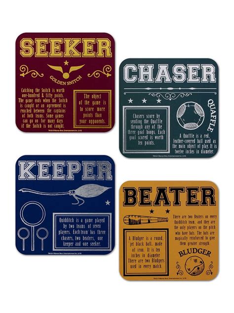 Harry Potter Quidditch Coasters Set Of 4 Harry Potter Quidditch