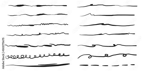 Hand Drawn Set Of Underline Curly Swishes Swashes Swoops Swirl