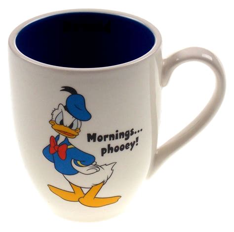 Disney Coffee Cup Donald Duck Mornings Phooey Tea Mug Blue White Microwave Safe Disney Duck