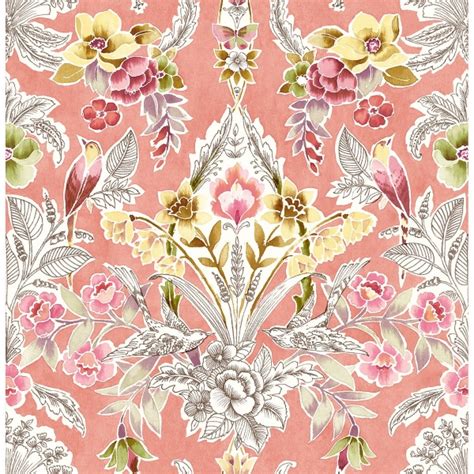 2903 25861 Vera Pink Floral Damask Wallpaper By A Street Prints