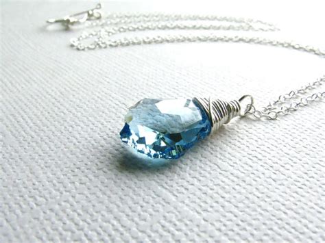 Light Blue Swarovski Crystal Necklace