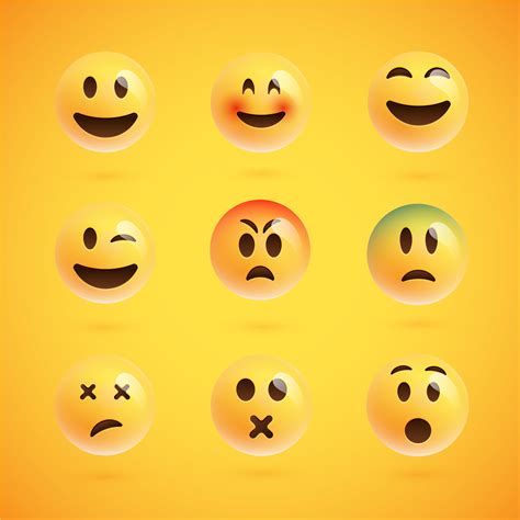Yellow Realistic Set Of Emoticons Vector Illustration 334315 Vector
