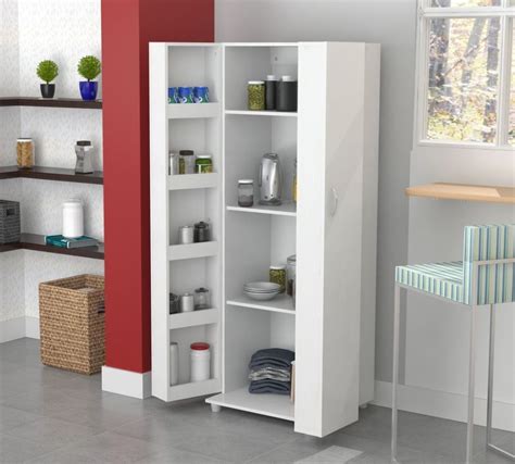 In addition, you can use a variety of clever strategies which including labeling the containers. Tall Kitchen Cabinet Storage White Food Pantry Shelf ...
