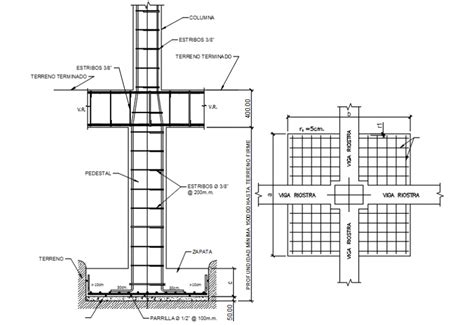 Cad Drawing Structure Column Footing Design Dwg File Cadbull Hot Sex Picture