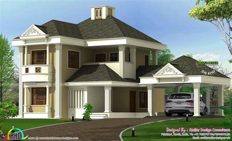 Cute Colonial Style Sloped Roof Home In 2600 Sqft Kerala Home Design