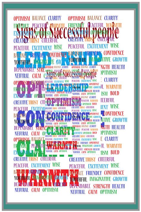 You will be more effective at developing your own strengths or the strengths of your kids, or teams, or according to clifton and anderson, ability is what a person can specifically do. Signs of successful people a TEXTO-GRAPHIC of leadership qualities poster Mixed Media by Navin Joshi