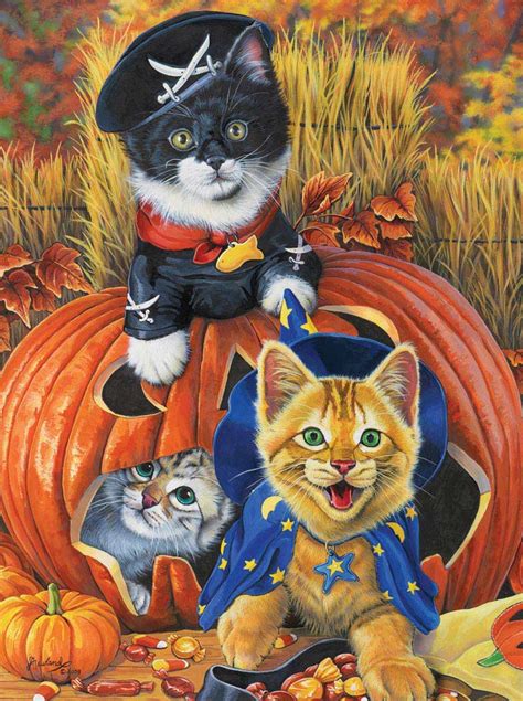 Featuring a spooky landscape, this all hallow. Halloween Kittens Jigsaw Puzzle | PuzzleWarehouse.com