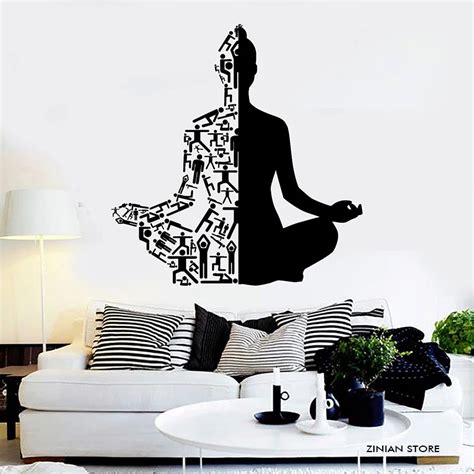 Healthy Lifestyle Sports Wall Decals Meditation Yoga Wall Stickers