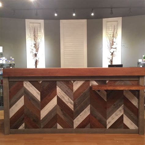 avanti salon and spa of clarkston mi renovation custom chevron barn wood receptionist desk by