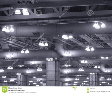 Industrial Lights On Commercial Building Ceiling Stock Photo Image Of