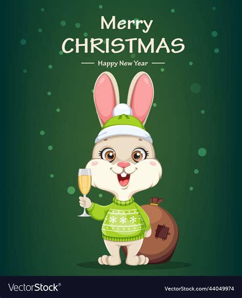 Cute Rabbit Cartoon Character Funny Bunny Vector Image