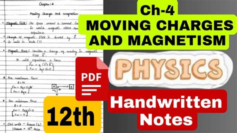 Moving Charges And Magnetism Handwritten Notes Pdf Class 12th Physics